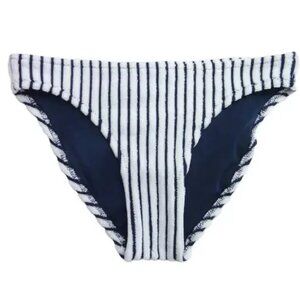 aerie bikini bottom navy white striped terry XS